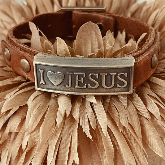 Leather Wristlet: I Heart Jesus