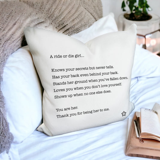 Love Notes: Ride or Die Girl Pillow Cover