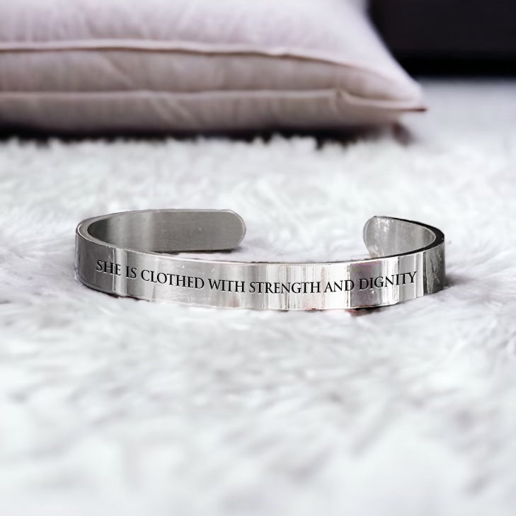 Scripture Bangle: Strength and Dignity